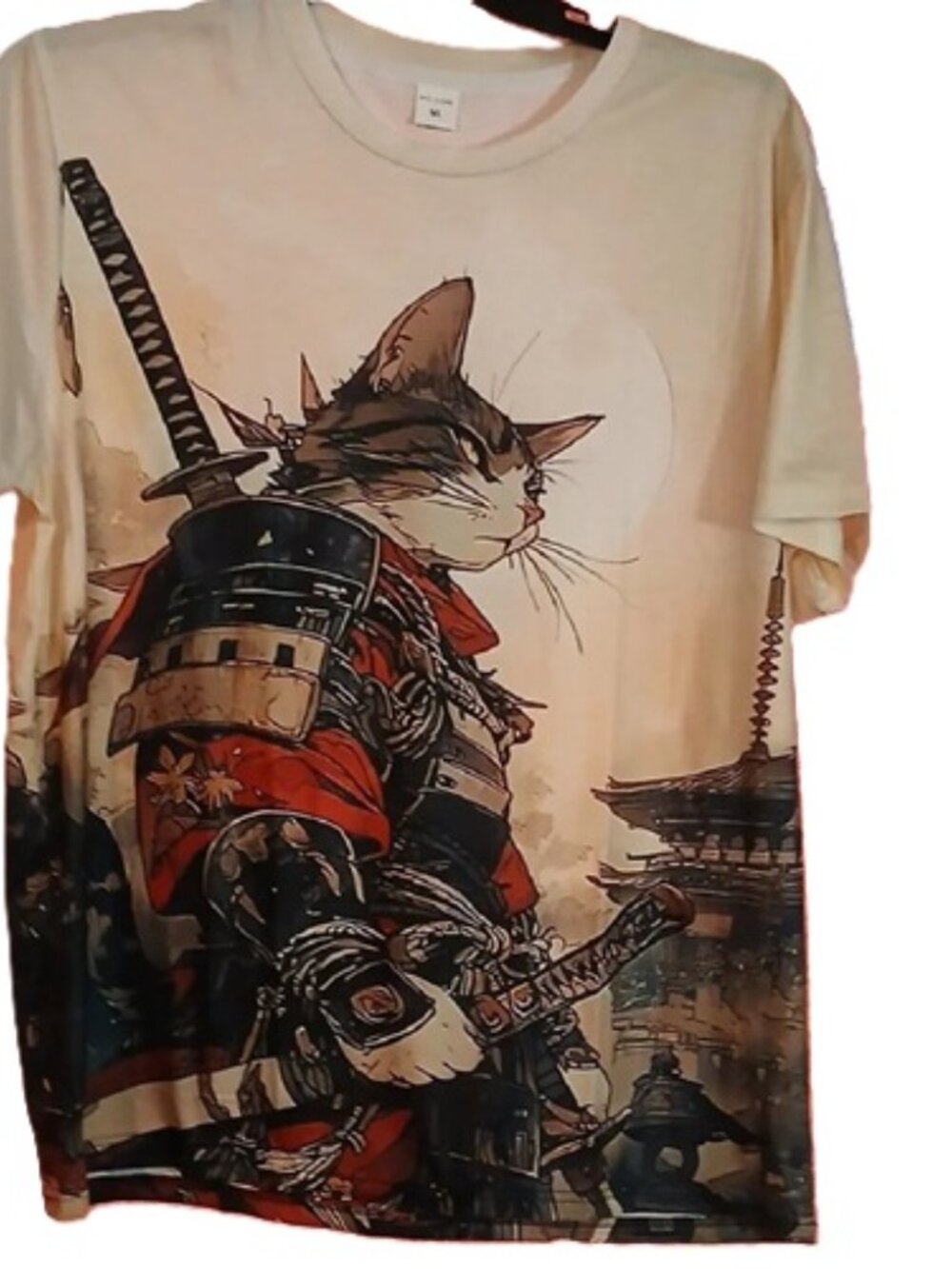 Samurai Cat Graphic T-Shirt XL NWOT  Never worn.